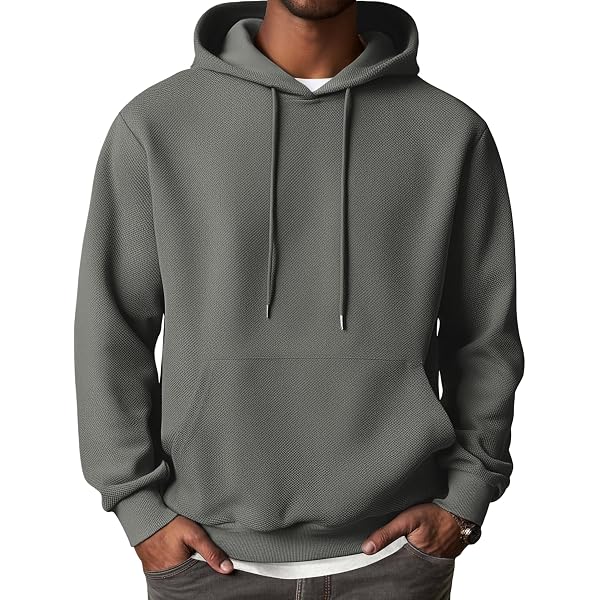 Dokotoo Men's Color Block Hooded Sweatshirt - Waffle Knit Pullover With Pockets - View #7