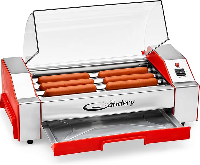 The Candery Hot Dog Roller Sausage Grill Cooker Machine 6 Hot Dog Capacity Household Hot