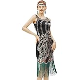BABEYOND 20's Vintage Peacock Sequin Fringed Party Flapper Dress