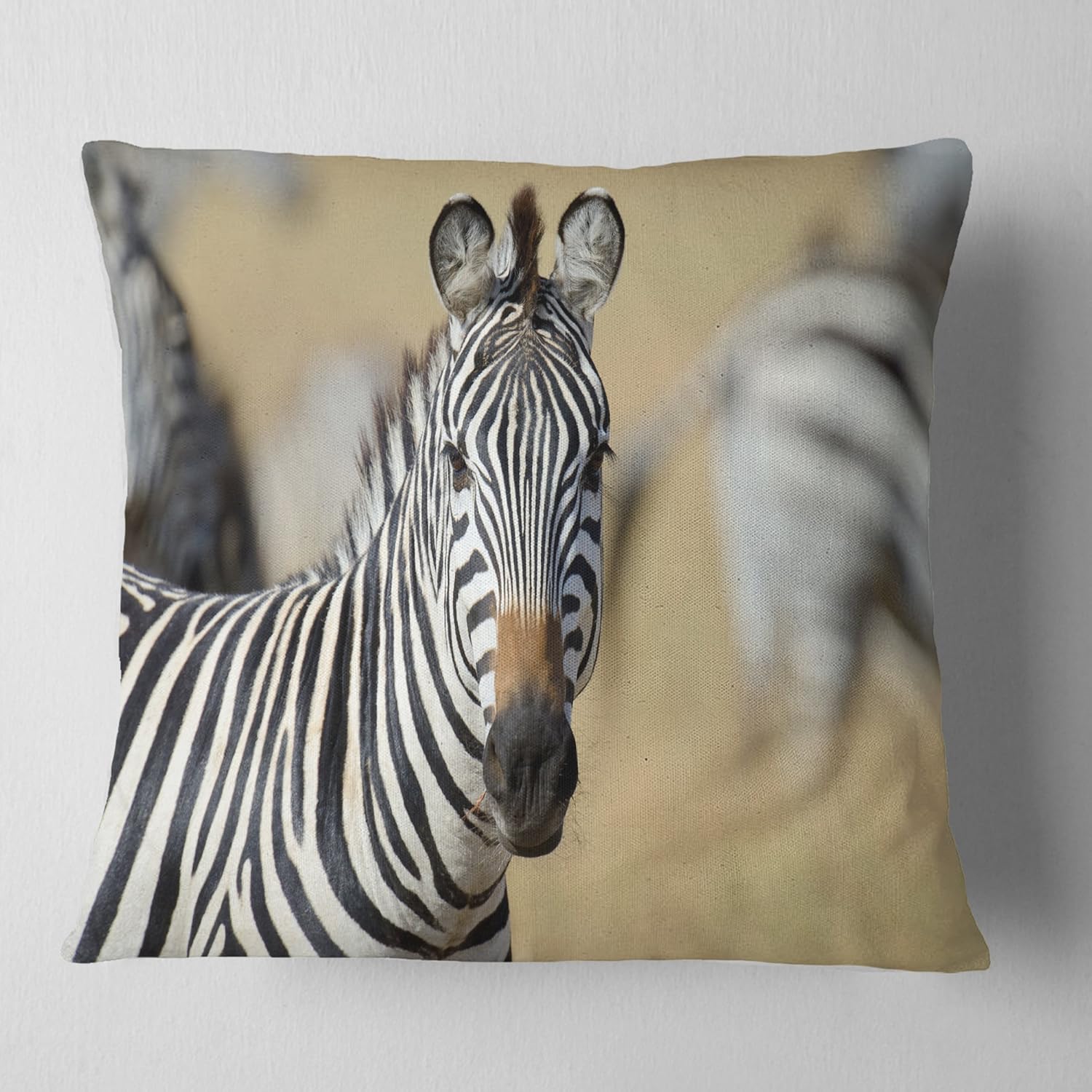 Insert Printed On Both Side Designart CU130462626 Zebra Close Up View African Cushion Cover