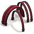 LINKUP - 30cm Super Soft and Flexible PSU Cable Extension Sleeved Custom Mod GPU PC Braided w/Comb Kit┃1 x 24 P (20+4)┃1 x 8 P (4+4) CPU┃2 x 8 P (6+2) GPU Set┃300mm - BlackRed
