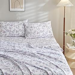 VClife White Floral Sheets Soft Microfiber