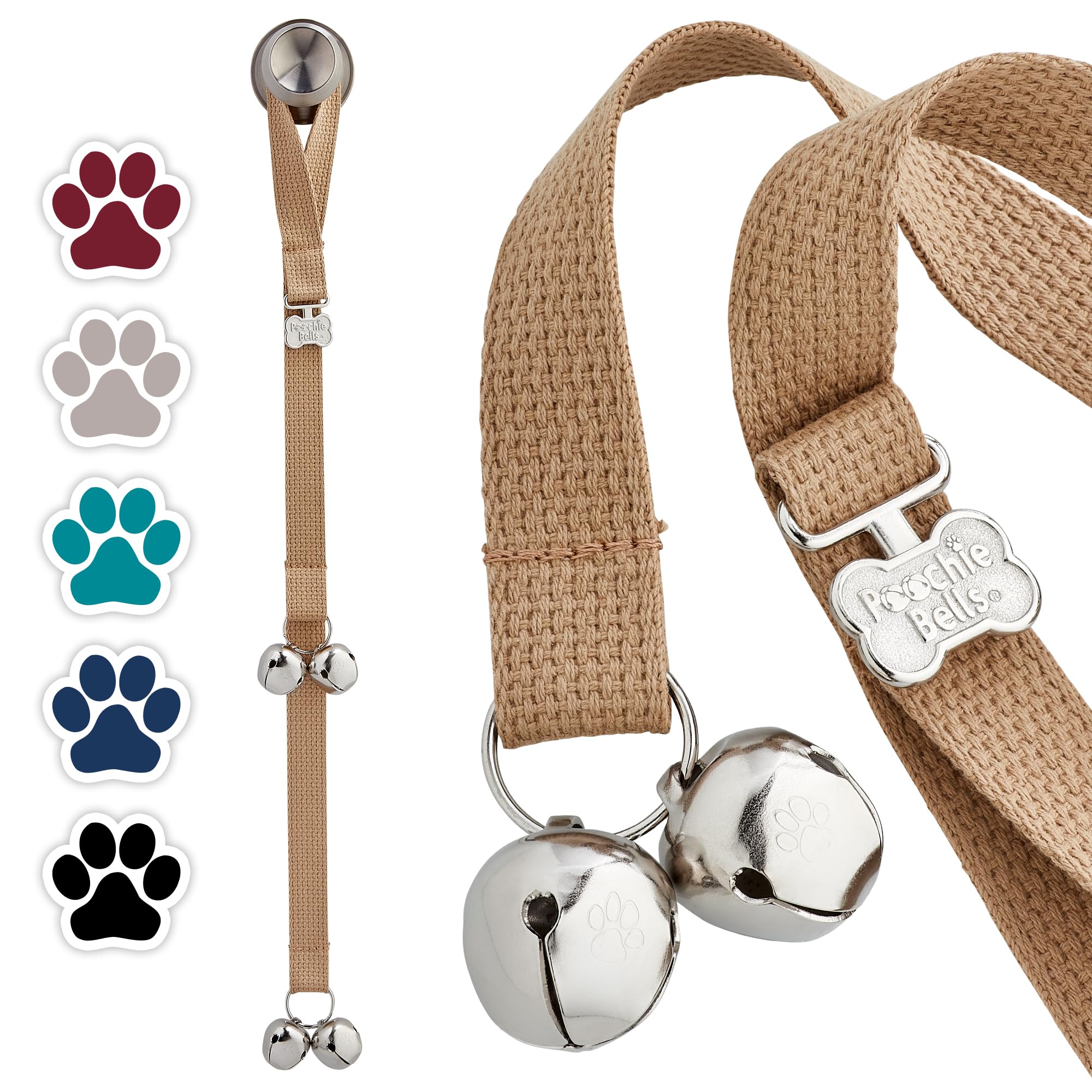 PoochieBells Premium Webbing Potty Training Dog Doorbells, Simple and Effective Puppy Housetraining Bell Tool with Easy, Step-by-Step Instructions