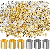 Guduling 1000pcs Crimp Tubes for Jewelry Making Gold and Silver, 2mm Crimp Bead, Crimps Beads for Jewelry Making, Secure Ends of Strings DIY Craft Bracelet
