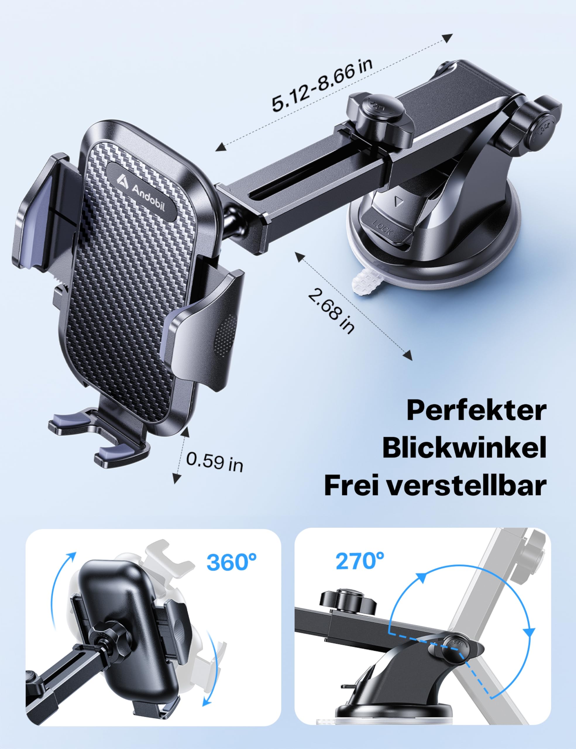 andobil Handyhalterung Auto [2026 Neueste Saugnapf] 3 in 1 Saugnapf & Lüftung Halter Universale KFZ Autohalterung Zubehör für iPhone 17 Pro Max Air 16/15/14/13/12 Samsung Galaxy S25 Ultra/S24/S23 Usw 8