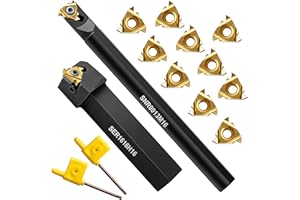 IWONGO Metal Lathe Cutting Tools - 1/2" and 5/8" Threading Tool Holder Boring Bars with 10pcs Indexable Carbide Inserts 16IR 16ER for Turning Threading Boring Lathe Cutting
