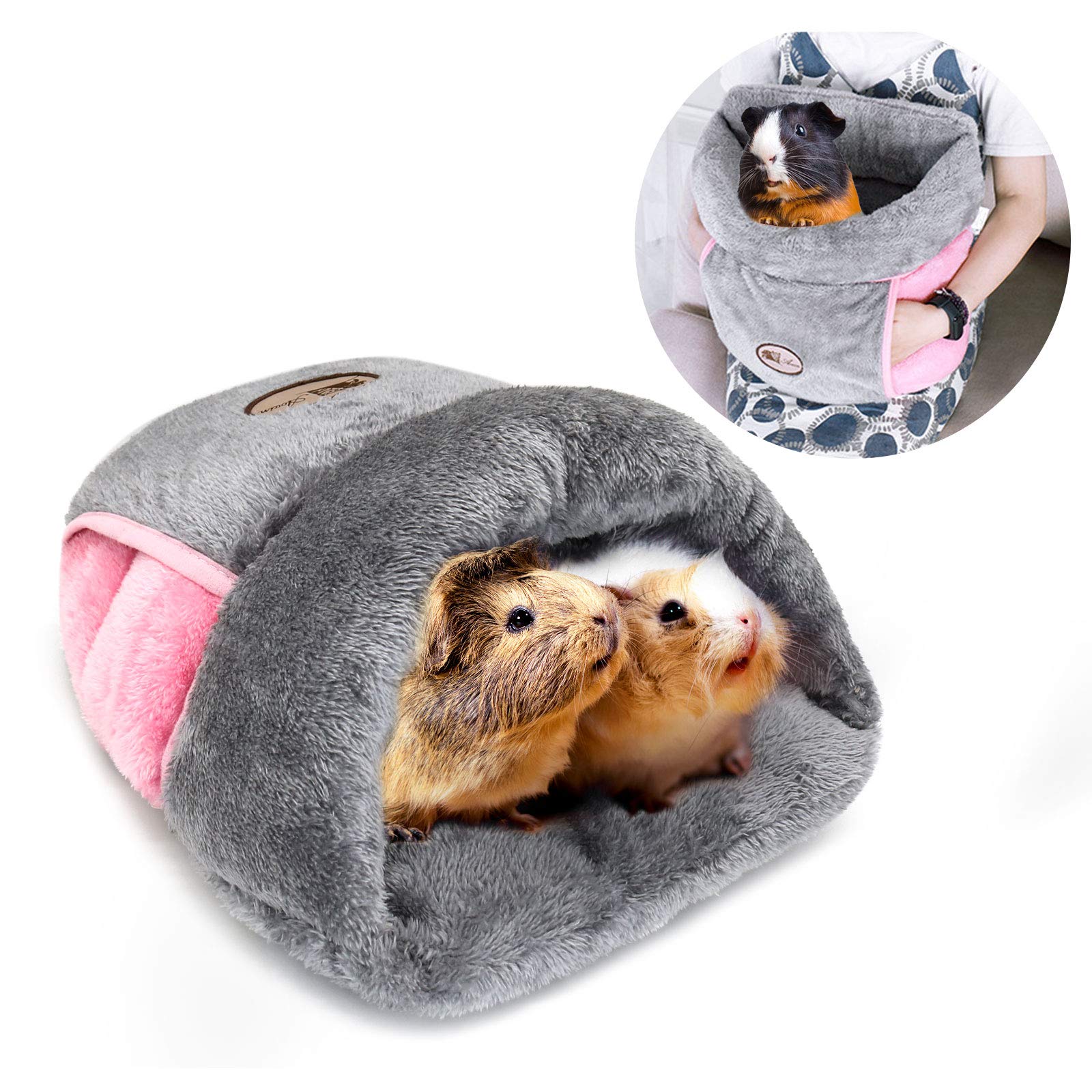 RANYPET Guinea Pig Bed, Cozy Cave Bedding for Small Animals, Grey, 37 x 29 x 19 cm (L x W x H), Fleece-lined Cave Structure