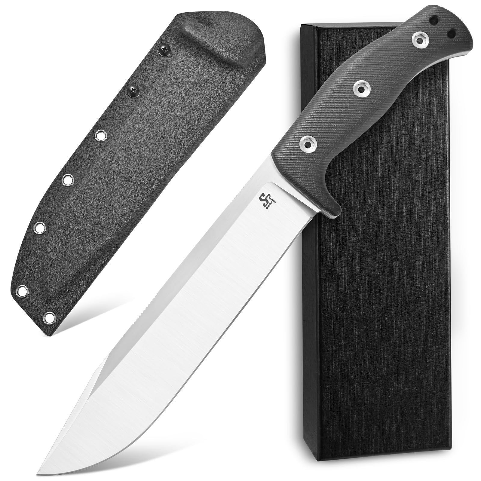 Photo 1 of Sitivien ST12 Plus Fixed Blade Knife Sleipner Brushed Steel Blade G10 Handle Full Tang EDC Straight Knife for Camping Hunting Fishing(Silver)