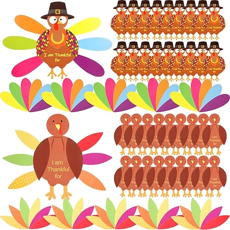 Amazon Com Bbto 36 Pieces Thanksgiving Turkey Craft Paper Turkey
