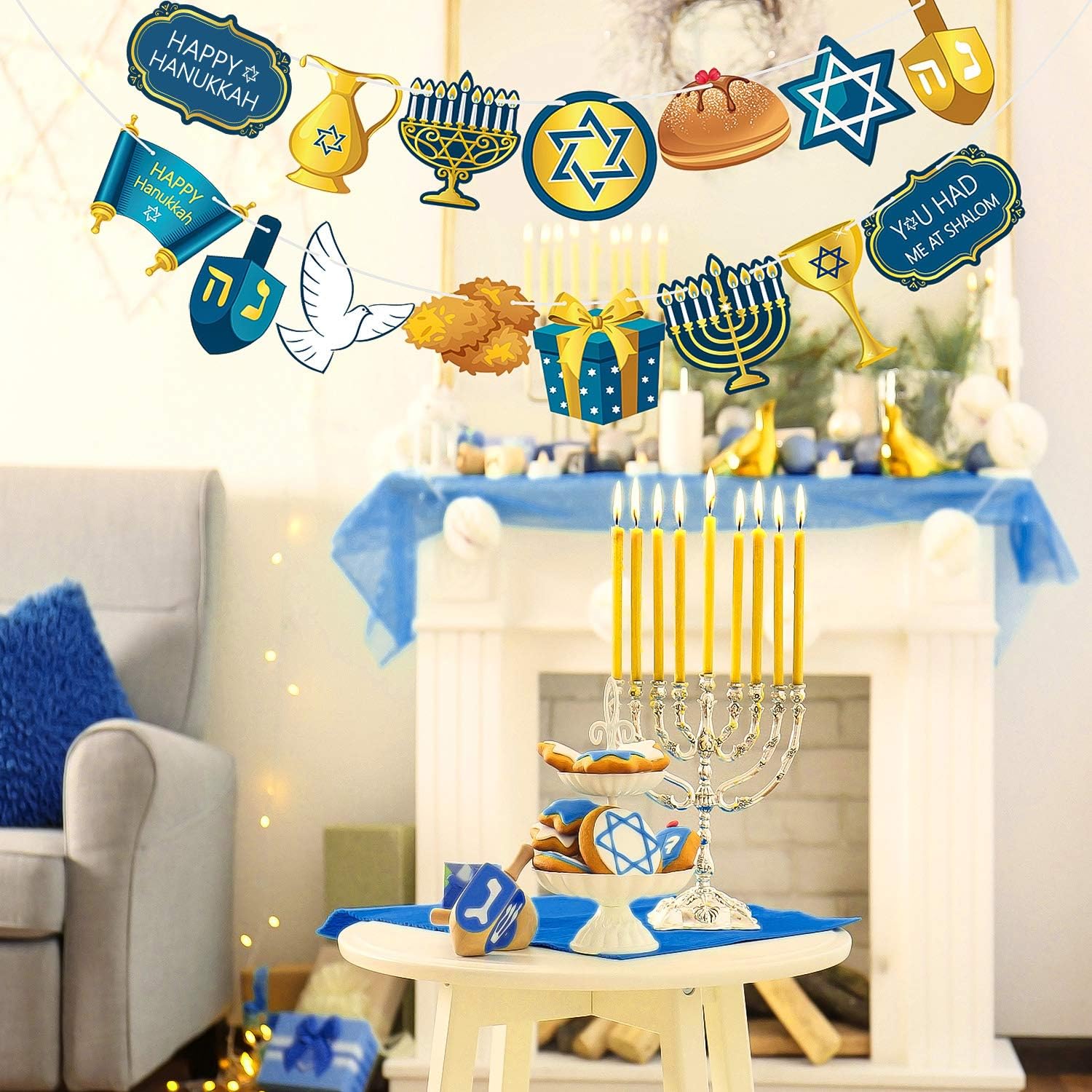 Blue Hanukkah Hanukkah Garland Chanukkah Party Bunting Hanukkah