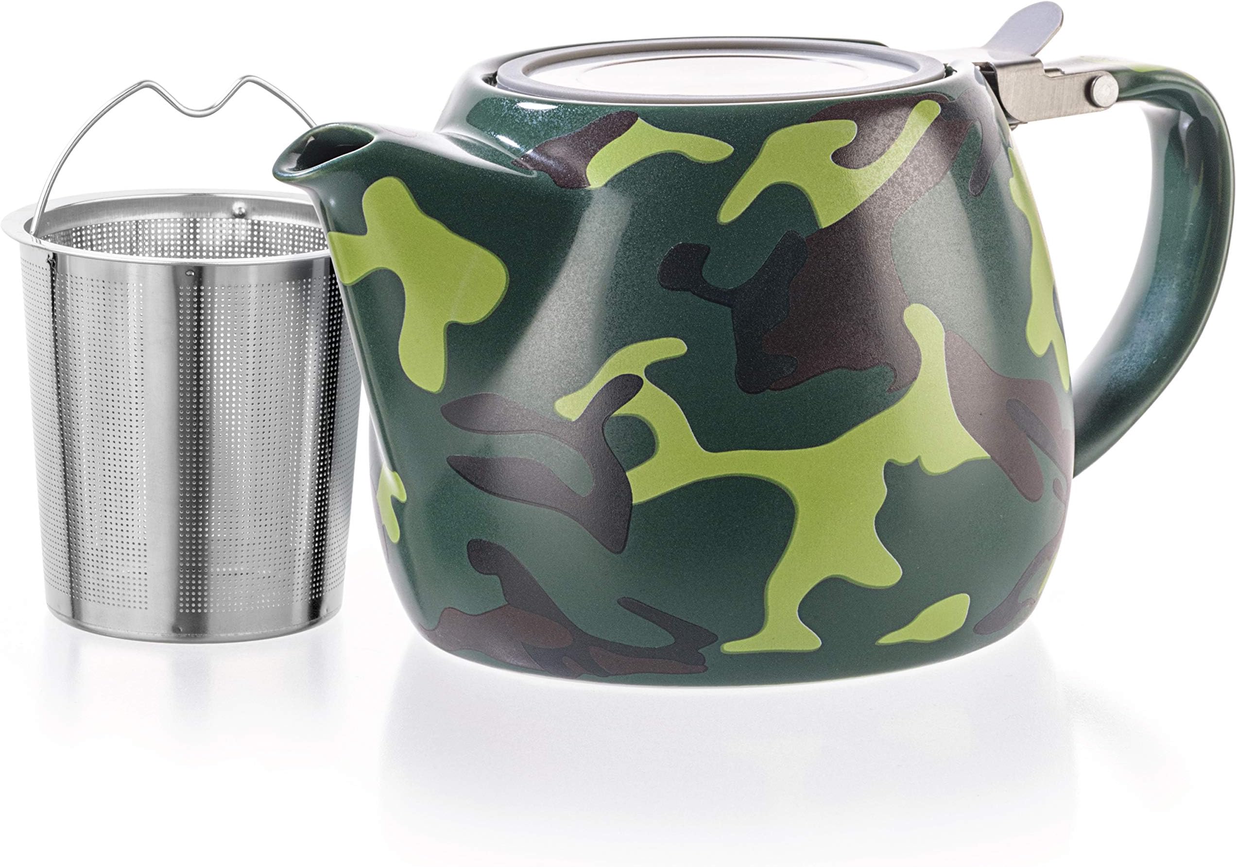 Tealyra - Military Porcelain Teapot - 22-ounce (2-3 cups) - Unique Design - Extra-Fine Infuser and Stainless Steel Lid - Infuse Loose Leaf Tea or Bags - 650ml