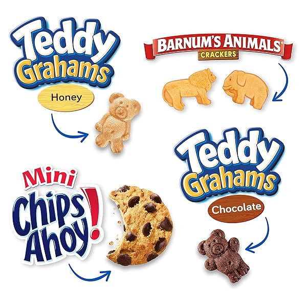 NABISCO FUN SHAPES VARIETY PACK, BARNUM’S ANIMAL CRACKERS, TEDDY GRAHAMS AND CHIPS AHOY! COOKIES, 20 SNACK PACKS
