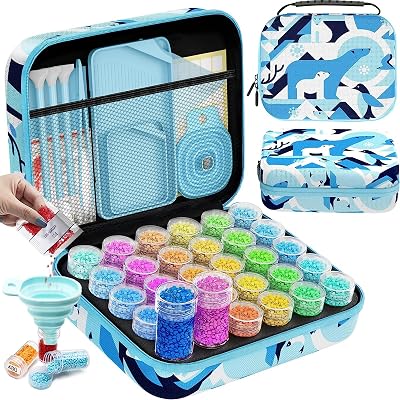 ARTDOT 5D Diamond Art Storage Boxes 30 Slots 71pc Accessories Kit Blue