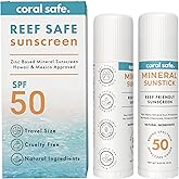 Reef Safe Sunscreen SPF 50 Mineral Face Stick 2 Pack, Hawaii & Mexico Approved, Biodegradable, Zinc, Vitamin E, Oxybenzone & Octinoxate Free, Water Resistant, Made in USA by Coral Safe