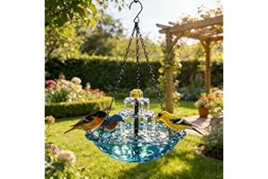 Solar Cascade Hanging Bird Bath Fountain - 9 Water Outlets for Soothing Stream Sound - Solar Powered Birdbath with 12" Large 
