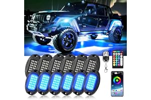 ZONECONA 12Pods Metal RGB LED Rock Lights with Bluetooth APP/RF Remote Control, 288LED Multicolor Underglow Lights Kit with Dual Zone Music Mode 12V Underbody Light Waterproof for Trucks Jeep Golf Cart Pickup
