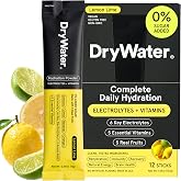 DryWater Electrolytes + Vitamins Hydration Packets, Lemon Lime 12 Pack | High Potassium, Electrolytes Powder Drink Mix for Hydration - Real Organic Fruit, Zero Added Sugar, NSF Certified