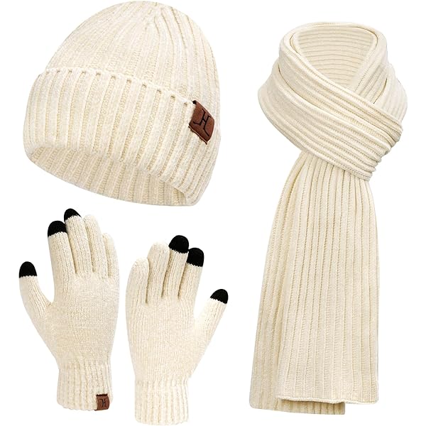 Chenille 3-Piece Set Warm Winter Beanie Hat, Scarf, Touch  display picture 1