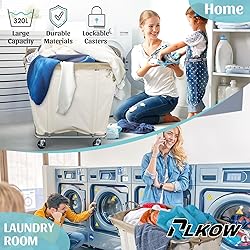 PLKOW Laundry Cart with Wheels 320L Large Rolling