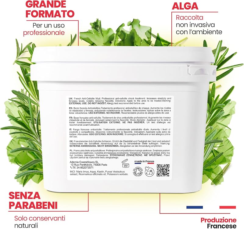 Fango di Alghe Anticellulite: Combatti la Cellulite e la Flaccidità Corpo. Effetto Rassodante e Risultati Visibili. Fango Professionale SPA Trattamento d'Urto - Pronto all'Uso - 6000 g (6 kg)