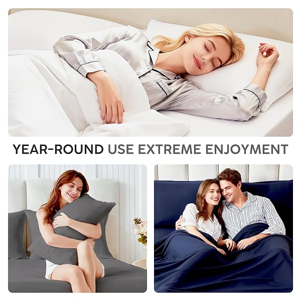 TOKOKIMO KING SHEET SET 4 PIECE, SUPER SOFT WASHED COTTON-LINEN FEEL MICROFIBER, 16″ DEEP POCKET FITTED SHEET, 1 FLAT SHEET, 2 PILLOWCASES, BREATHABLE BED SHEETS, NAVY BLUE