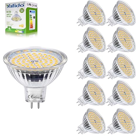 10er MR16 GU5.3 LED Warmweiß 12V 5W Ersatz für 35W Halogen Lampen GU5.3 3000K 400 Lumen Birne Leuchtmittel 120°Abstrahwinkel 