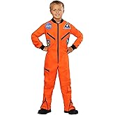 Orange Astronaut Jumpsuit Kid's Costume, Polyester with Embroidered Patches