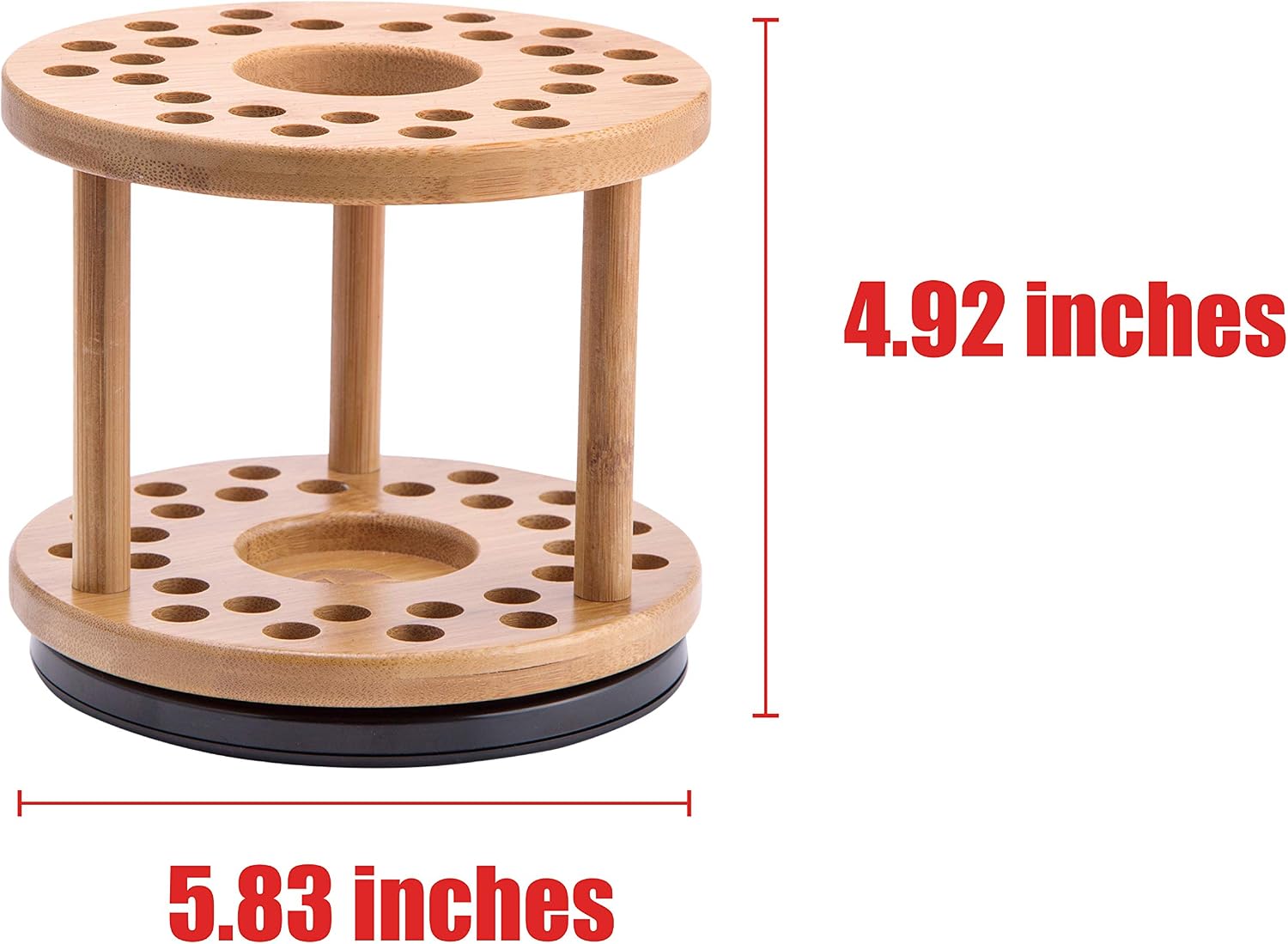 JackCubeDesign 360 Rotating Bamboo Watercolor Paint Brush Holder Water Coloring Brush Organiser Display Stand Tray Rack with 27 Holes and 1 Big Hole - Image 3