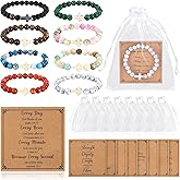 Huquary 8 Set Christian Gifts Friendship Cross Bracelets for Women with Bible Verse Prayers Card Natural Stone Beaded Inspirational Natural Heart Religious Bracelets for Baptism BFF Lucky Gifts