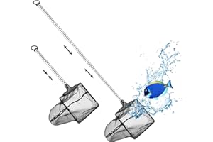 Filhome Aquarium Net with Extendable Stainless Steel Long Handle, Fine Mesh for Fish Tank