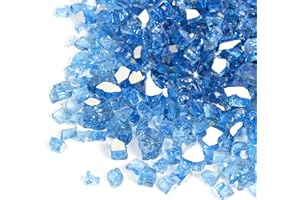 APROMISE Fire Glass for Fire Pit - 1/2 inch Fire Pit Glass | Reflective Fire Glass for Propane Fire Pit and Fireplace | 10lbs | Ocean Blue