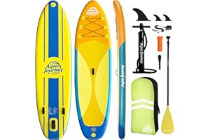 10'6"Inflatable Stand Up Paddle Board Ultra Portable-Lightweight & Stable|All-in-One Kit w/Aluminum Paddle, Dual-Action Pump & Backpack|Lakes & Oceans Ready for Family Recreation by Aquajourney