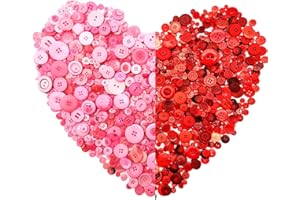 Alfykym 600-700Pcs Red and Pink Buttons for Crafts Bulk Pink Red Craft Buttons Assorted Size Pink and Red Button for Crafting DIY Decoration