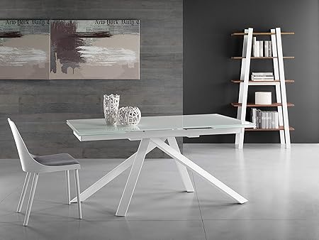 Tavolo Nirvana Piano In Vetro Allungabile Cm 240 Bianco