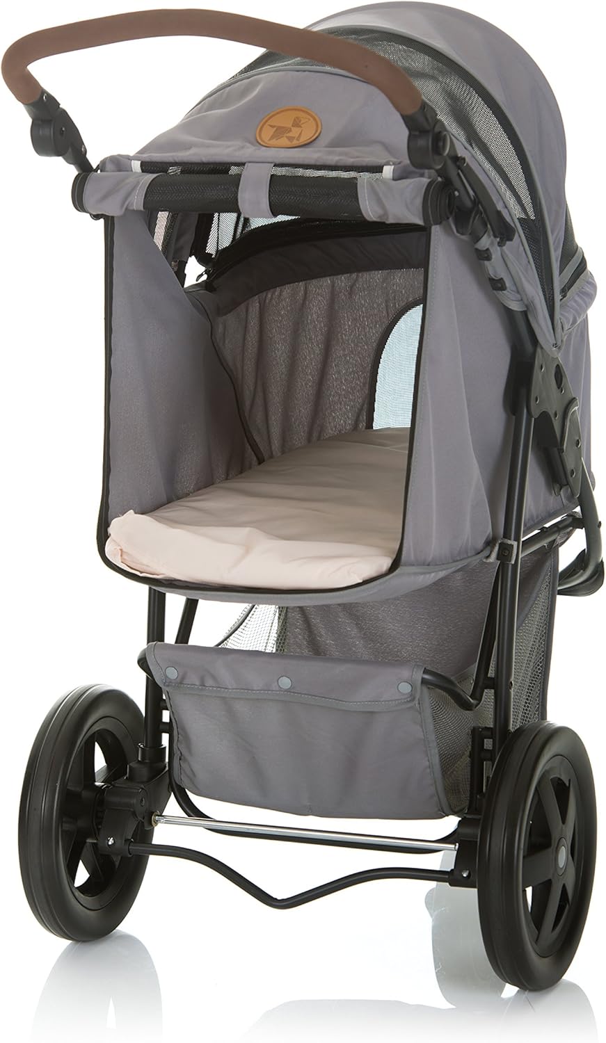 Hauck TOGfit Pet Roadster - Luxury Pet Stroller for Puppy, Senior Dog or Cat | Easy Foldable Three Wheels Travel Pet Jogger max. Loading 70 lb, Mattress Included - Gray : Pet Supplies
