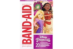 Band-Aid Brand Adhesive Bandages for Minor Cuts & Scrapes, Wound Care Featuring Disney Princess Characters, Fun Bandages for Kids and Toddlers, Assorted Sizes, 20 Count