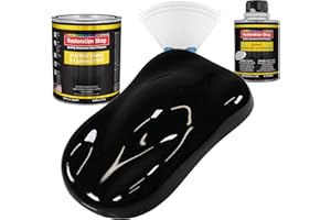Restoration Shop - Jet Black (Gloss) Acrylic Enamel Auto Paint - Complete Quart Paint Kit - Professional Single Stage High Gloss Automotive, Car, Truck, Equipment Coating, 8:1 Mix Ratio, 2.8 VOC