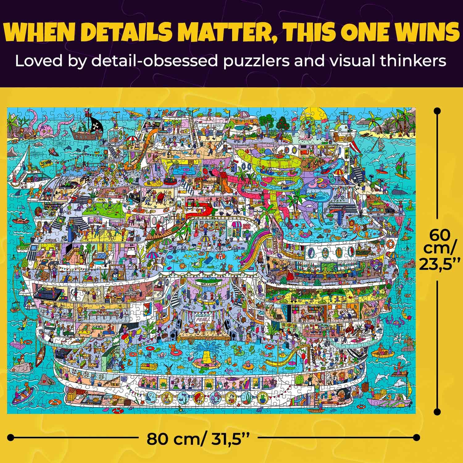 QUOKKA 1000 Piece Jigsaw Puzzle for Adults Cruise Vistas – Premium Box Packaging with Extra Fun Challenges - Stunning Scenic Animal Puzzle - Perfect for Relaxation & Creativity & Gift Giving