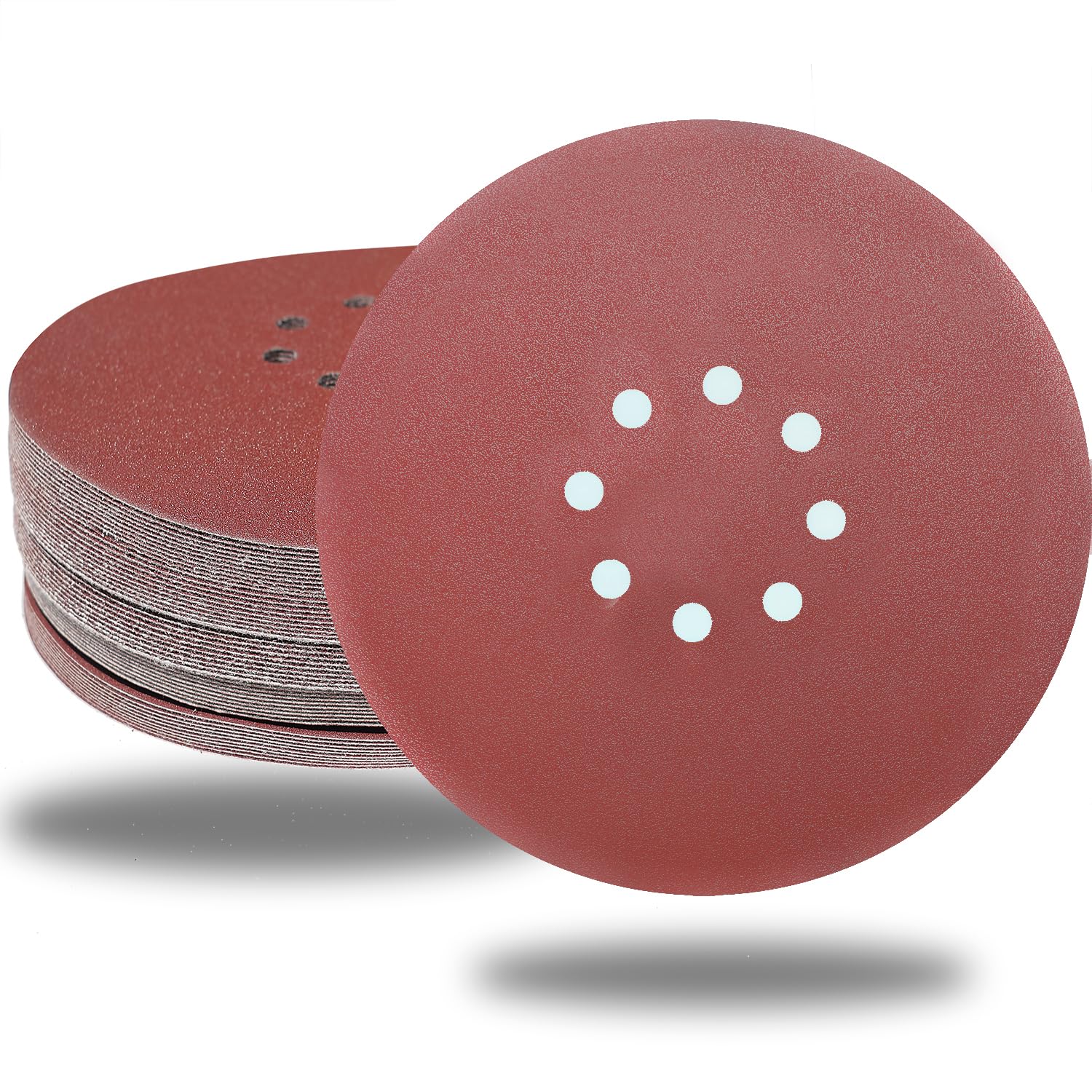 50 PCS 9 Inch 8 Hole 150 Grit Drywall Sanding Discs, 9" High-Performance Sandpaper Discs with Hook & Loop Backing, Fast Cutting Aluminum Oxide Abrasive for Drywall Power Sander, Wood