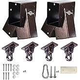 ABUSA Heavy Duty Swing Sets Brackets Including 2 Bronze A-Frame Swing Set Brackets and 4 Swing Hangers for Playground Equipment Mounting Parts Hardware Included (Bronze)