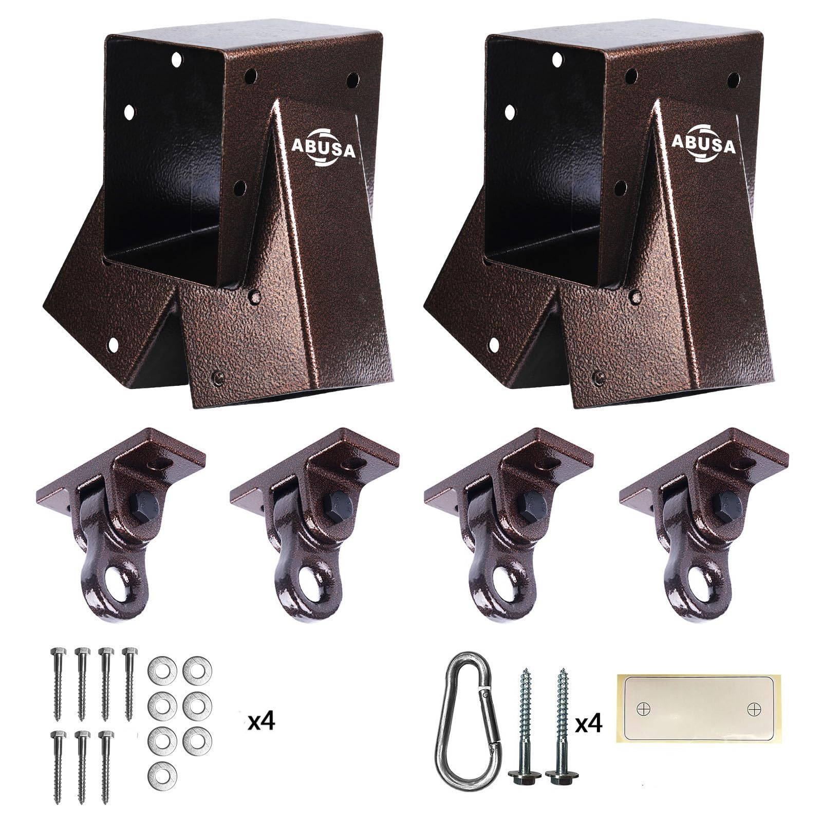 Photo 1 of ABUSA Heavy Duty Swing Sets Brackets Including 2 A-Frame Swing Set Brackets and 4 Swing Hangers for Playground Equipment Mounting Parts Hardware Included (Bronze)