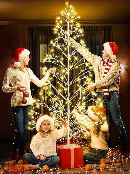 JOOMER CHRISTMAS TREE WITH LIGHTS,7.6FT 336 LED BIRCH TREE COLOR CHANGING ARTIFICIAL TWIG LIGHTS WITH REMOTE CONTROL TIMER OUTDOOR FOR CHRISTMAS DECOR (WARM WHITE TO MULTICOLOR)