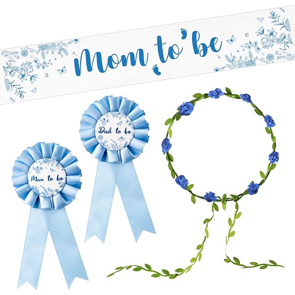 JOYMEMO Meerjungfrau Baby Shower Schärpe Set - Mit 'Mom To Be' & 'Dad To Be' Ansteckern, Unterwasser-Motiv
