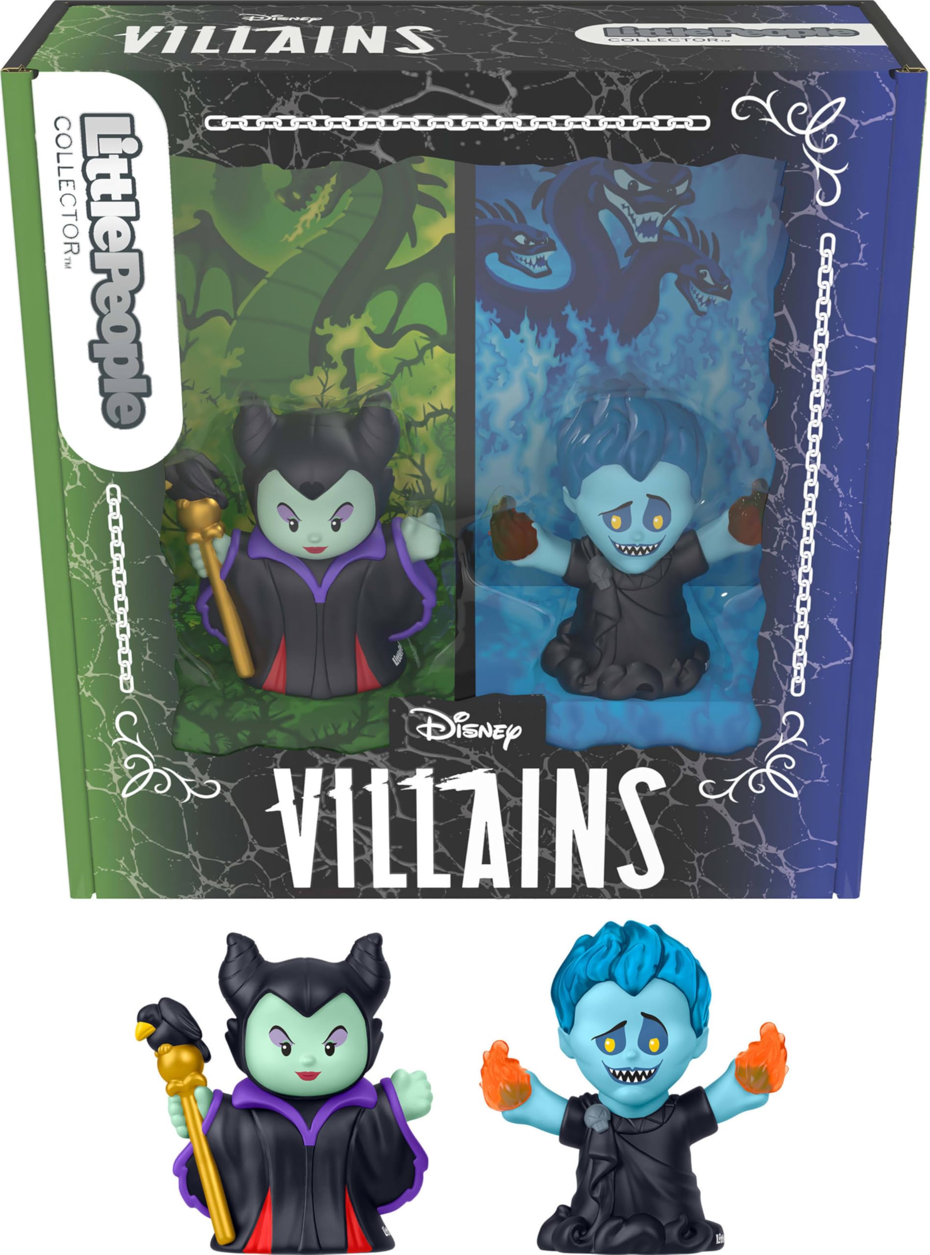 Little People Collector Disney Villains Maleficent & Hades Special Edition Set for Movie Fans, 2 Figures in a Display Package