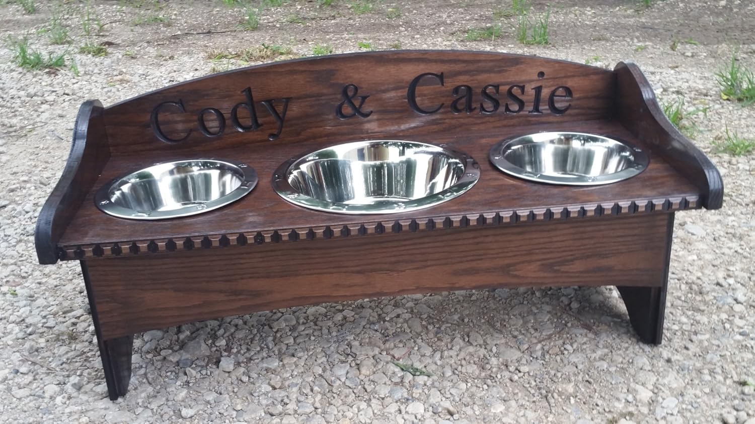 Amazon Com 3 Bowl Dog Bowl Stand Backsplash Handmade