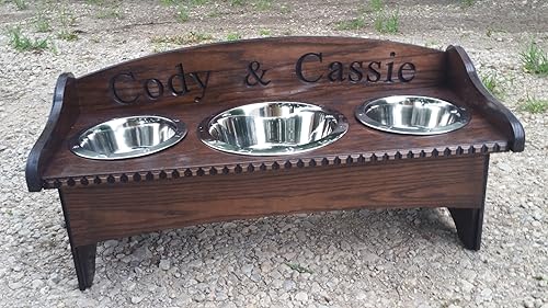 Amazon Com 3 Bowl Dog Bowl Stand Backsplash Handmade