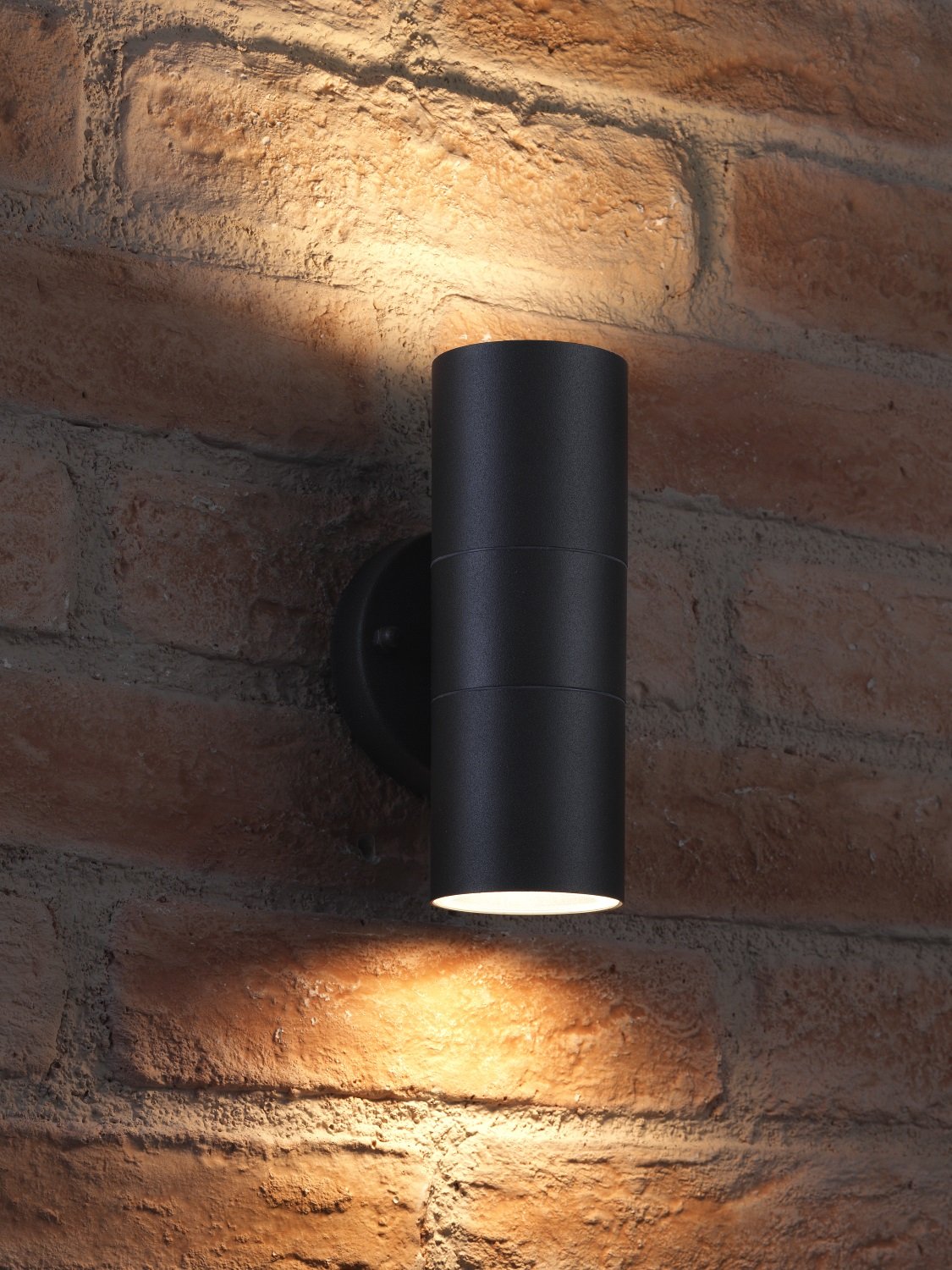 Auraglow Stainless Steel Indoor/Outdoor Double Up & Down Wall Light - Warm White LED Bulbs Included - Matte Black Finish
