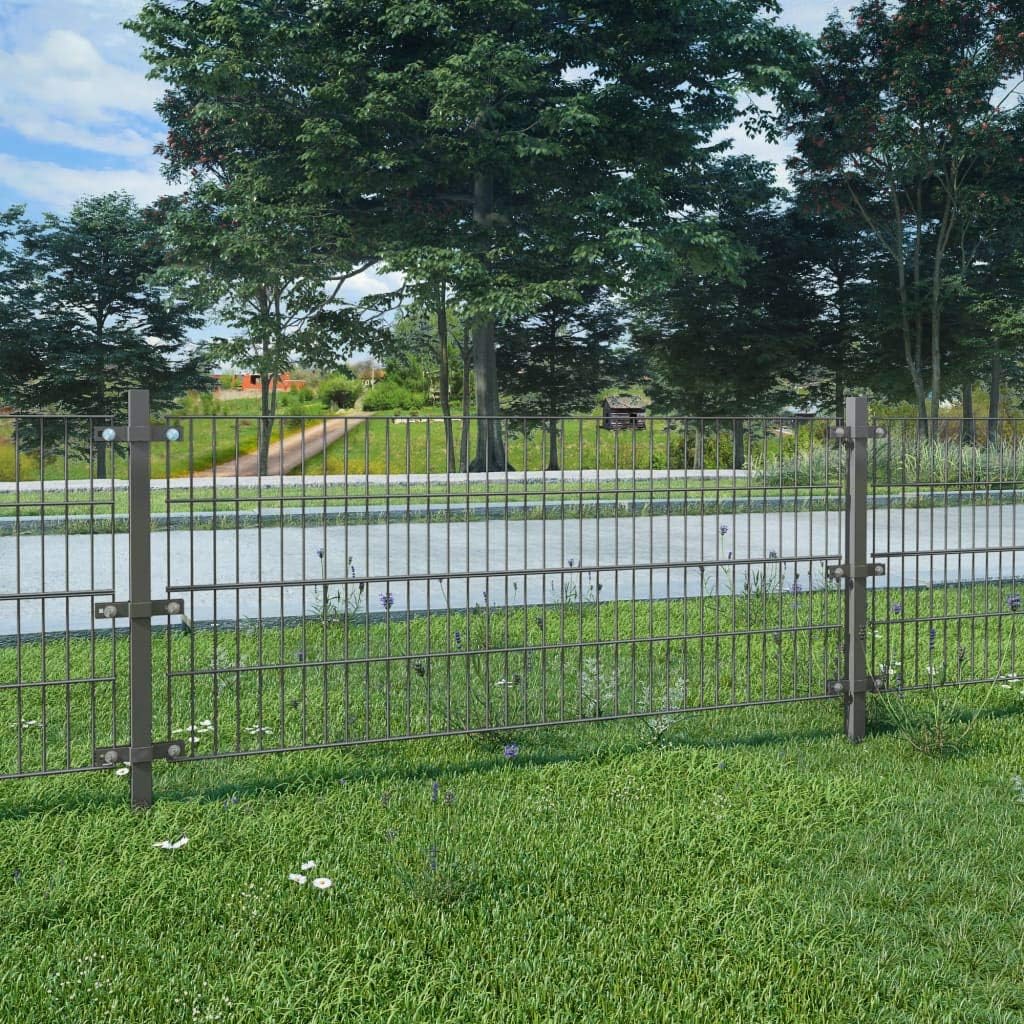 Vidaxl Zaunfeld Pfosten Anthrazit Eisen 6x1 2m Gartenzaun Doppelstabmattenzaun Amazon De Garten