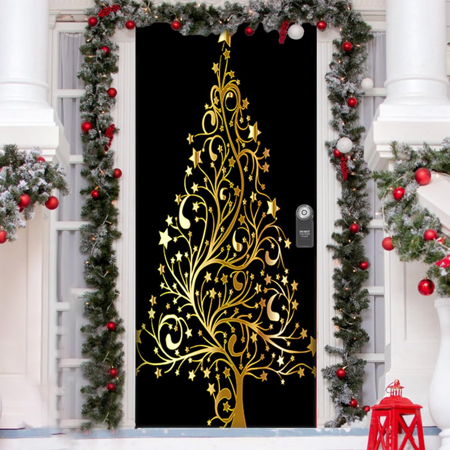 Garage Door Decorations - Merry Christmas Door Cover - Christmas Door Decorations Merry Christmas Banner Xmas Fabric Door Banner Photography Background Hanging Cover Photo Booth Props for Christmas Winter Holiday (C)