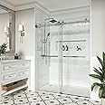 YINVANI Frameless Shower Door, 46"-48" W x 76" H, Width Adjustable, SGCC Certified 3/8" (10 mm) Clear Tempered Glass, Double Sliding Shower Door, Stainless Steel Chrome Finish DS01